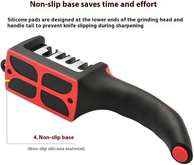 4-in-1 Kitchen Knife Accessories: 3-Stage Knife Sharpener Helps Repair, Restore, Polish Blades and Cut-Resistant Glove (Black), for Kitchen Chef Knives & Scissor