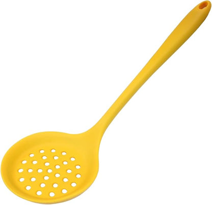 Hordion 1 Pcs Silicone Slotted Spoon, Yellow Strainer Spoon Non Stick Silicone Skimmer Heat Resistant Cooking Spoon