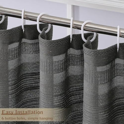 OVZME Boho Stall Shower Curtain, Narrow Soft Fabric Striped Textured Bathroom Shower Curtain with Tassel, Modern Farmhouse Machine Washable Bath Decor, 36Wx72L Inches, Charcoal Grey