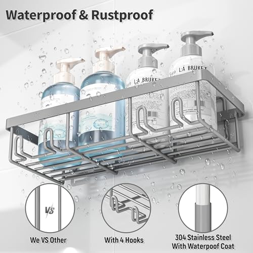 Liuoud 5 Pack Shower Caddy for Inside Shower, Grey Bathroom Storage Decor