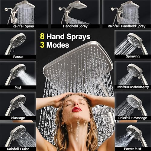 12-Inch High Pressure Rain Shower Head with Handheld Spray Combo, Magnetic