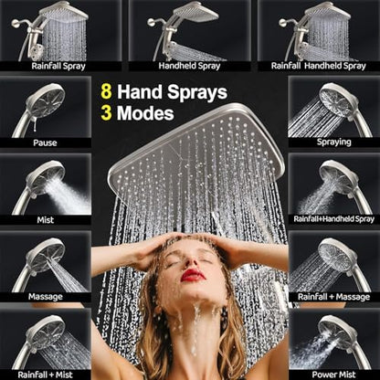 12-Inch High Pressure Rain Shower Head with Handheld Spray Combo, Magnetic