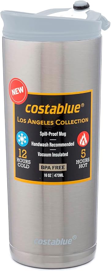 Travel Coffee Mug - 16 Oz. Stainless Steel Insulated Coffee Mug, Leak Proof Tumbler w/Dishwasher Safe Lid, Double Wall Travel Coffee Cup, Reusable Insulated Tumbler for Hot & Cold Beverages…