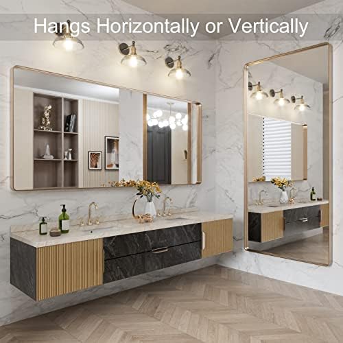 LOAAO 72"X32" Gold Bathroom Mirror