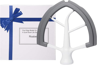 Roabertic Flex Edge Beater for KitchenAid Bowl-Lift Stand Mixer - 6 Quart Flat Beater Paddle with Flexible Silicone Edges