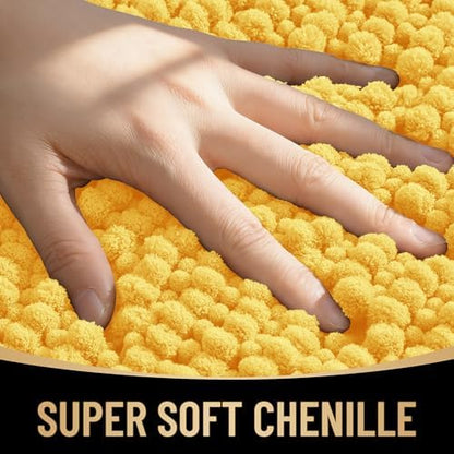 OLANLY Thick Chenille Bathroom Rugs 30x20, Soft Absorbent Bath Mat, Yellow