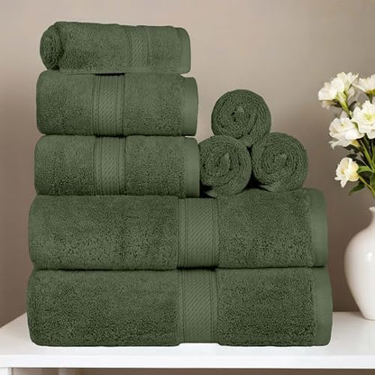 Superior Egyptian Cotton Ultra Plush & Absorbent, 8 Piece Set, Forest Green