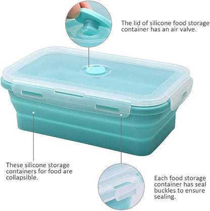 Alimat PluS Silicone Food Storage Containers with Lids, 3 Pack Set 27oz(800ml) Collapsible Meal Prep Lunch Containers, Microwave, Freezer and Dishwasher Safe