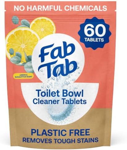 Fab Tab Toilet Bowl Cleaner Tablets, Lemon & Eucalyptus Scent, 60 Count