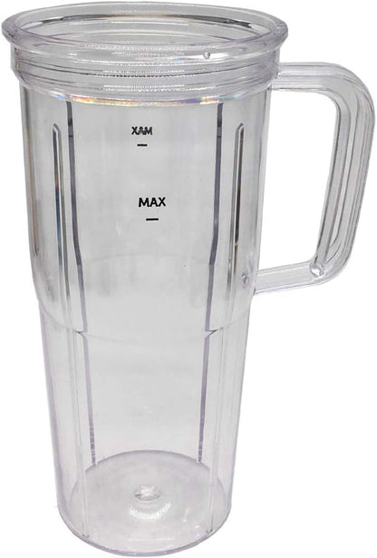 2pcs Juicer personal jar 24oz handle cup with to go lid,Compatible with NutriBullet Blender Combo ZNBF30400Z/Nutribullet Select 2.0 1000-Watt Personal Blender (4, 2pcs 24oz handle cup+2pcs lid)