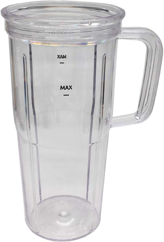 Replacement Juicer personal jar 24oz handle cup with to go lid,Compatible with nutribullet Ultra Plus+ Compact Kitchen System：NB50550AK/NB20550/NB30500MC/Ultra （NB50500IN）/Ultra Deluxe（NB80500）