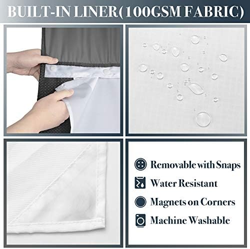 N&Y HOME Extra Long Waffle Shower Curtain with Snap Liner 71x84, Graphite