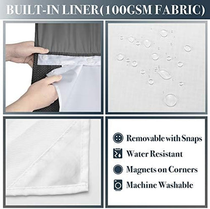 N&Y HOME Extra Long Waffle Shower Curtain with Snap Liner 71x84, Graphite