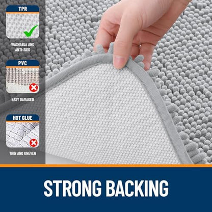 OLANLY Bathroom Runner Rugs 47x17, Extra Soft Absorbent Chenille Bath Rugs