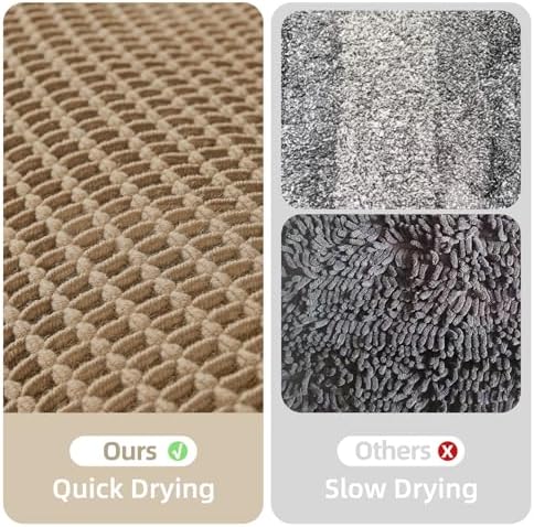 TYUU Waffle Bath Mat, Boho Bathroom Rugs Non Slip Washable, 36x24 Khaki