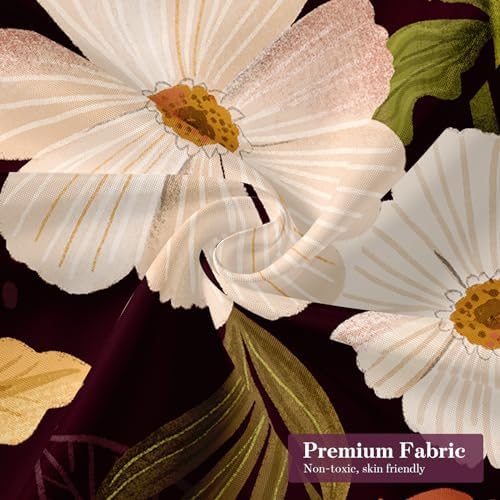 Boho Floral Shower Curtain, Purple Botanical Fabric Curtain, 36 x 72