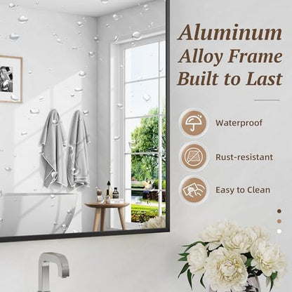 Bathroom Mirror 71" x 36", Large Rectangle Wall Mirror, Black