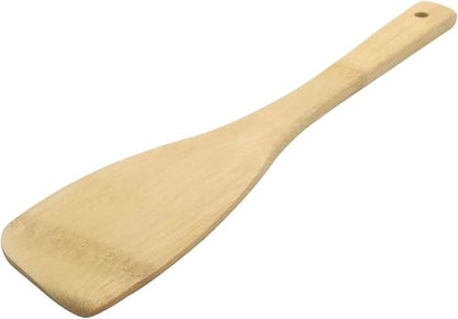 11.8-Inch Natural Wood Turners Bamboo Utensil Kitchen Wooden Cooking Tools Spoon Spatula Cooking, Stir Fry and Mixing, essential Tools (Oblique line)