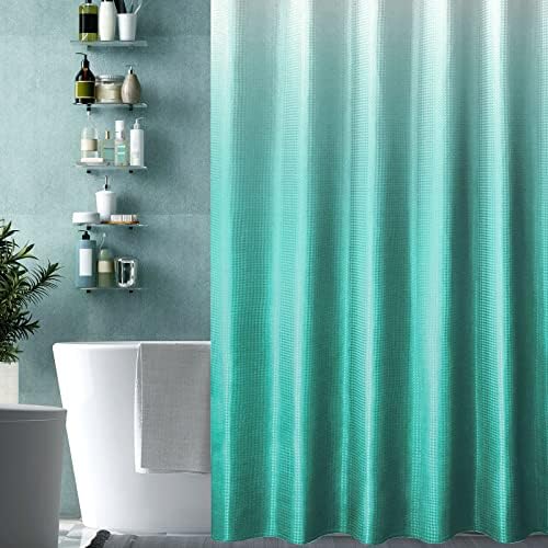 Gibelle Teal Ombre Fabric Shower Curtain for Bath Decor, 72 x 72