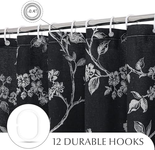 MitoVilla Long Cotton Floral Shower Curtain for Bathroom,72 x 78