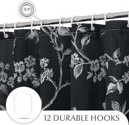 MitoVilla Long Cotton Floral Shower Curtain for Bathroom,72 x 78