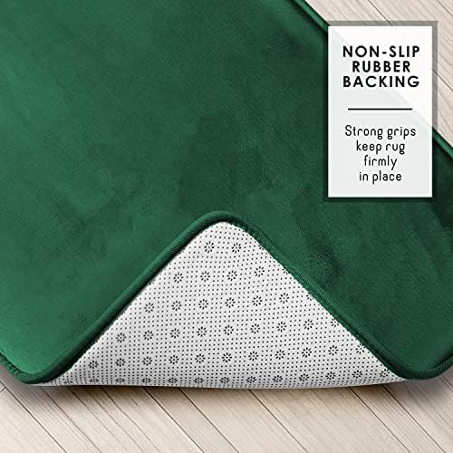 Clara Clark Bathroom Rugs, Velvet Memory Foam Bath Mat, Non-Slip, Machine Washable Bath Rugs - Dries Quickly, Ultra Soft Plush Bath Mats for Bathroom, 17 x 24, Hunter Green