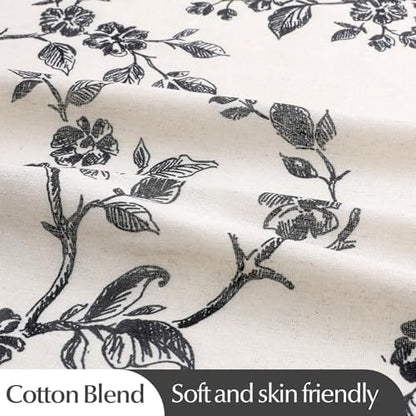 MitoVilla Long Cotton Floral Shower Curtain for Bathroom,72 x 78