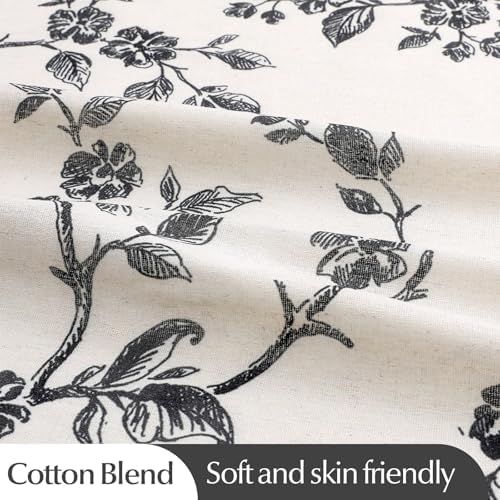 MitoVilla Black Cotton Floral Shower Curtain for Bathroom, 72 x 72