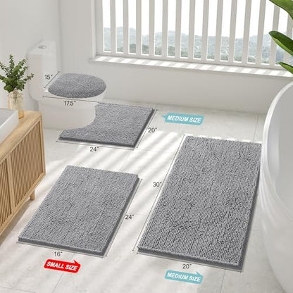 Smiry Bathroom Rugs 30X18, Luxury Chenille Extra Soft Absorbent Bath Mat