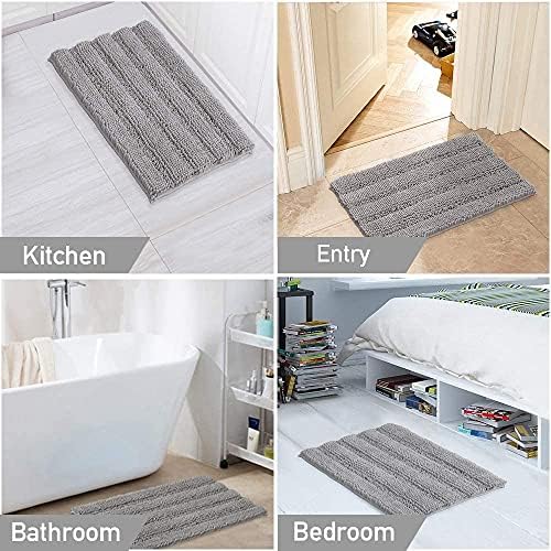 Turquoize Bathroom Rug 24"x36", Soft Absorbent Chenille Bath Rug, Dove