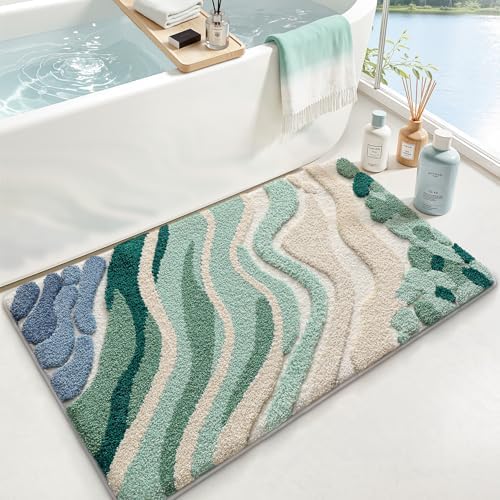 LUMI Beach Bathroom Rug 24x43, Soft Absorbent Bath Mat, Non Slip