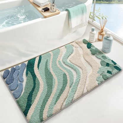 LUMI Beach Bathroom Rug 24x43, Soft Absorbent Bath Mat, Non Slip