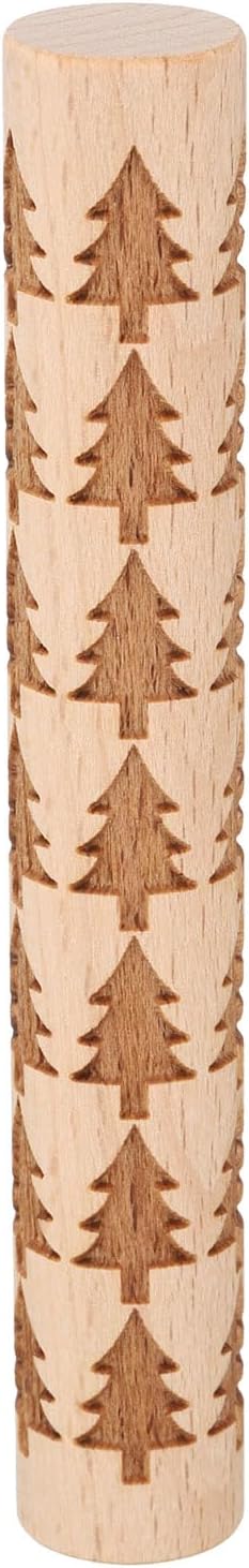 HARFINGTON Wood Clay Roller 4" Pine Tree Pattern Rolling Pins Wood Rollers Pottery Tools Wood Grain Texture Rollers for Clay Baking Dough Playdough DIY