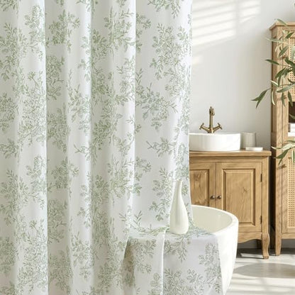 Spring Sage Green Floral Shower Curtain W72*L72 Inches Long