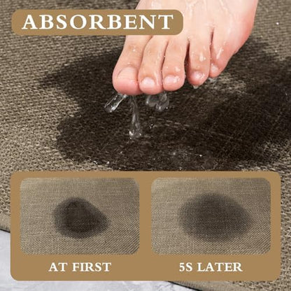 YIHOUSE Bathroom Rugs Thin Bath Mat Sets 4 Pieces Quick Dry,Brown