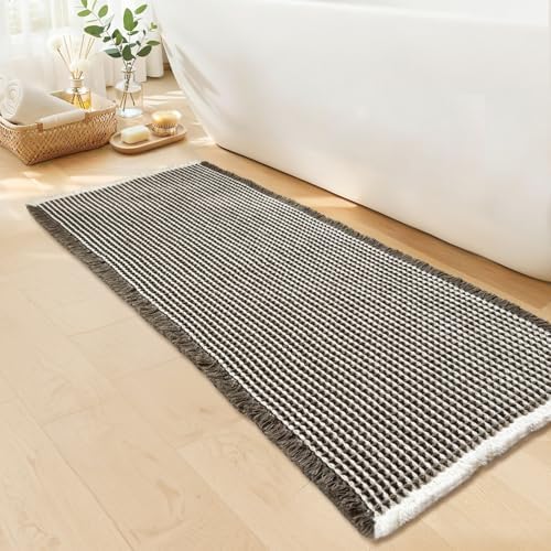 Long Bath Mat, Waffle Bathroom Runner Rug Non Slip Washable, 24 x 72