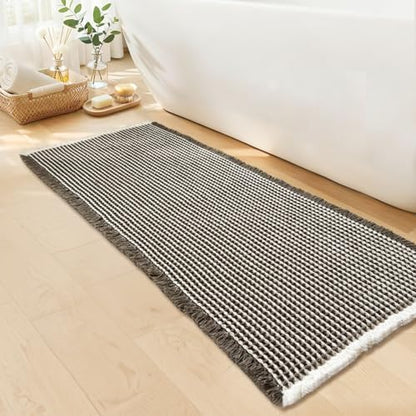 Long Bath Mat, Waffle Bathroom Runner Rug Non Slip Washable, 24 x 72