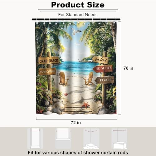 Beach Rustic Luxury Shower Curtain Ocean Palm Tree Summer Inspirational