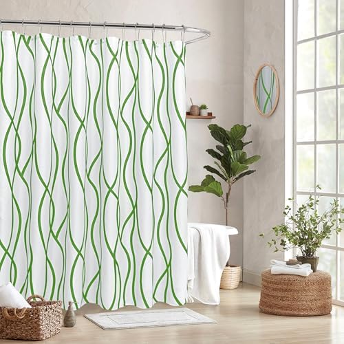 Fabric Modern Shower Curtain-Sage and White Shower Curtains for Bathroom