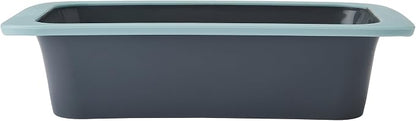 Chicago Metallic Silicone Loaf Pan, 9x5 Inch Nonstick Bread Pan for Baking, Wire-Reinforced Rim, Oven Safe to 428F, Flexible Bakeware for Bread, Meatloaf, and More, Blue