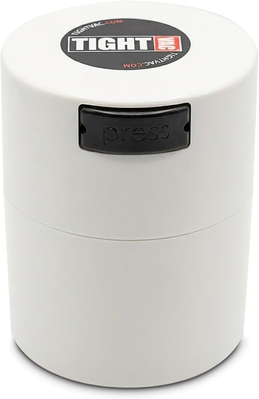 Tightvac - Premium Airtight Herb Storage Container - Holds ½ oz to 3 ounces - Keep Your Herbs and Dry Goods Fresh and Flavorful. White
