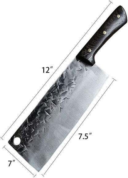 kitchen knives, 7.5-Inch Cleaver Knife Professional Handmade Forged High Carbon Steel Butcher Knife for Vegetable Meat Cleavers with Wood Handle for Family Restauran