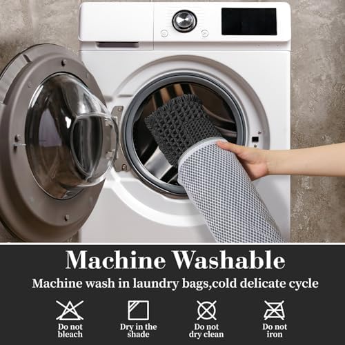 RESARE Waffle Bath Mat for Bathroom, Non Slip Bathroom Rugs 18"x30" Black