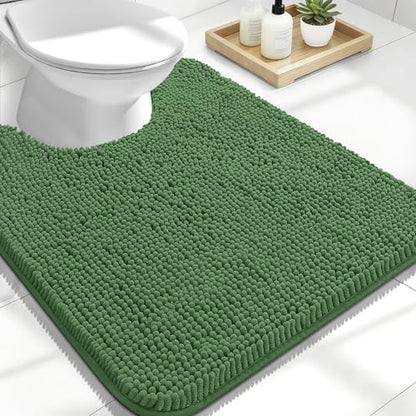 OLANLY Toilet Rugs U-Shaped 24x20, Soft Absorbent Chenille Contour Rugs