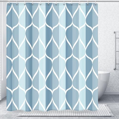 Gelbchu Geometric Shower Curtain for Bathroom, Light Blue, 72x72 Inch