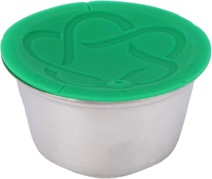 Reusable Stainless Steel Coffee Pod, Refillable Silicone Cup with Measuring Spoon for Machine