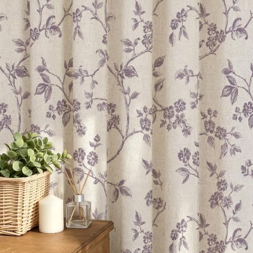 MitoVilla Long Linen Floral Shower Curtain for Bathroom,72 x 78
