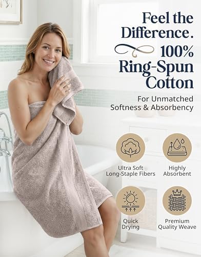 LANE LINEN Bath Towel Set 100% Cotton 16 Piece Soft Absorbent - Platinum