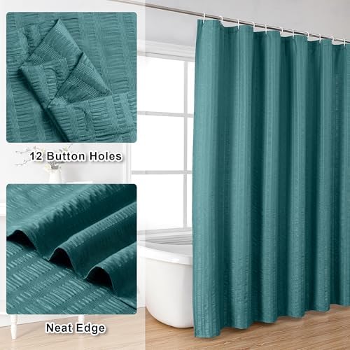 Aiyufeng Turquoise Shower Curtain for Bathroom, Embossed Textured Fabric Shower Curtain for Bathroom - Soft Cloth & Hotel Spa, Machine Washable, 72X72, Turquoise