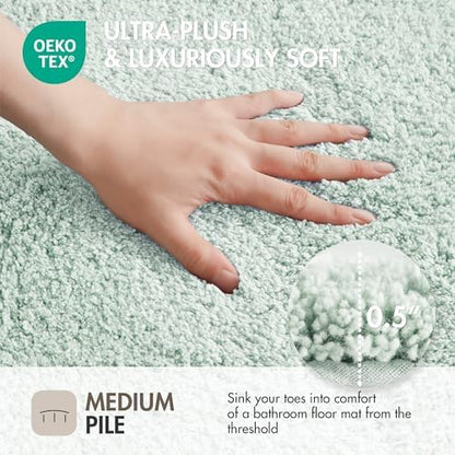 Madison Park Evan 100% Cotton Bath Rug Plush Absorbent, 24" x 40", Seafoam